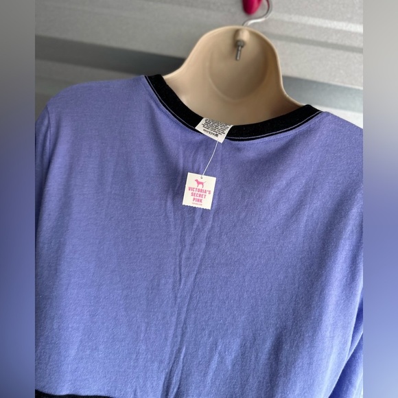 Victoria’s Secret PINK! Purple and Gray Quarter Sleeve Tee Shirt Size XS NWT - Picture 7 of 11